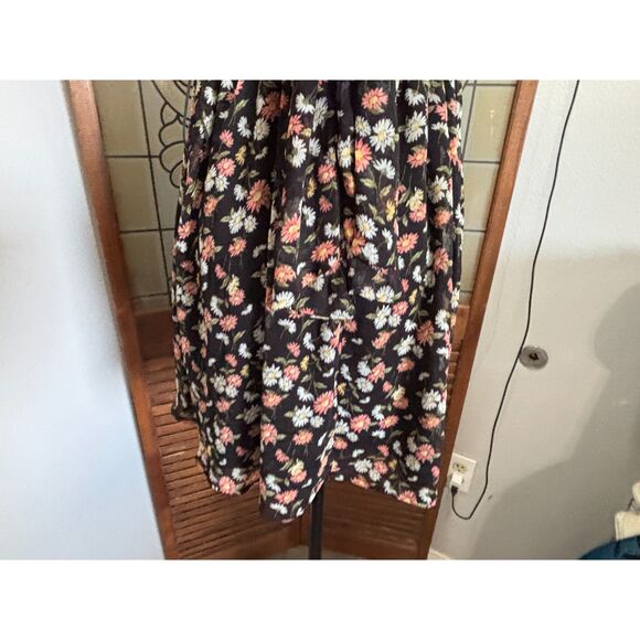 RSQ Black Floral Spaghetti Strap Tie Back Mini Y2K Coquette Boho Dress Size M - Picture 8 of 13